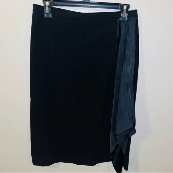 Black Pencil Skirt w/ Satin Drape Detail - Career Cocktail Party - Picture 8 of 8